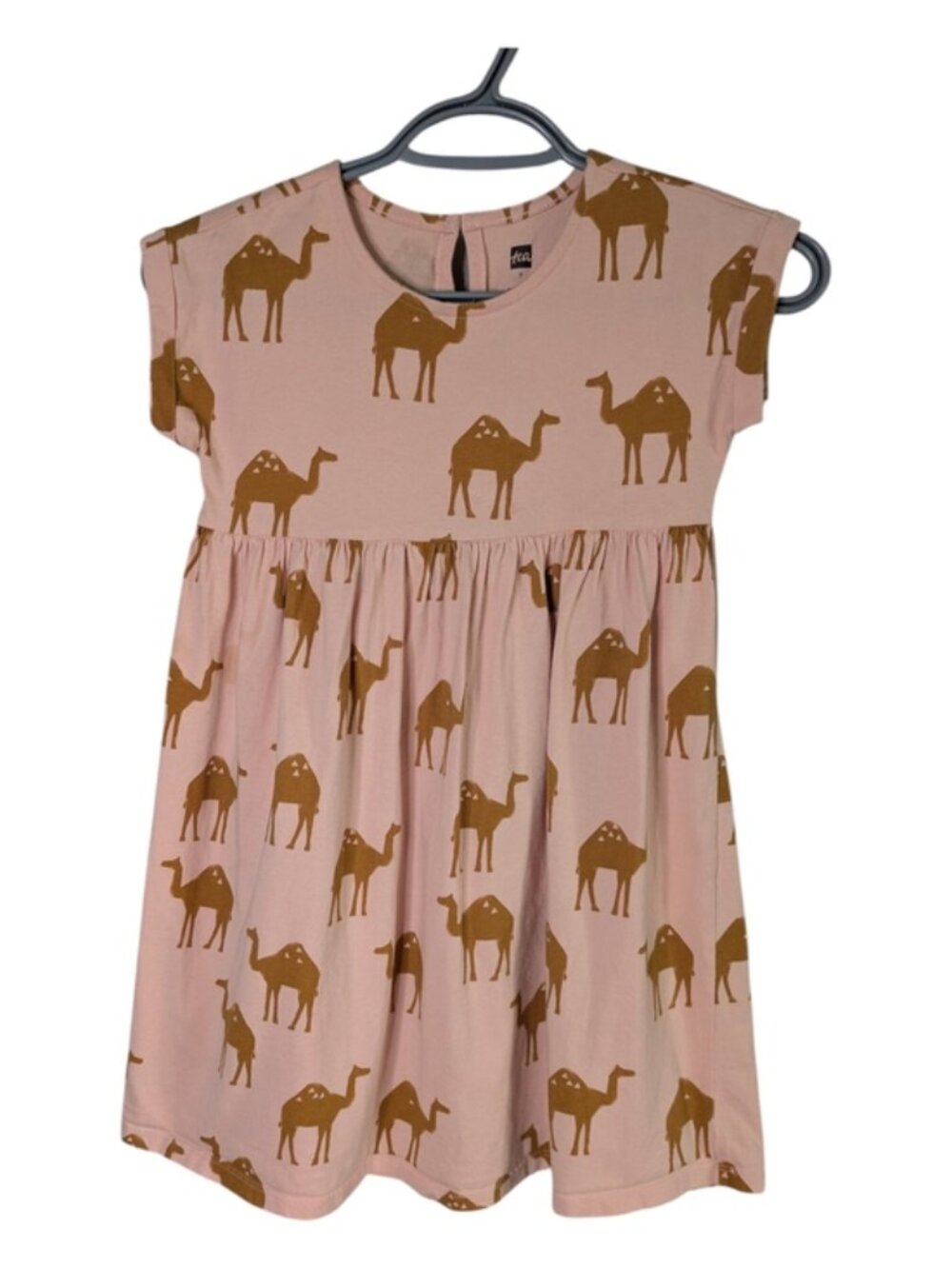 Tea Collection Oasis Camel Empire Dress -Dusty Coral Size 7